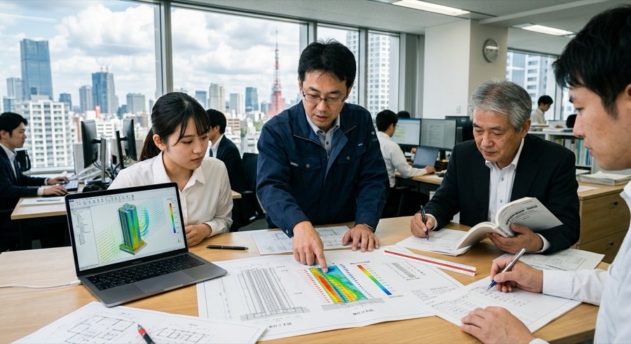 対策効果を比較検討する技術者