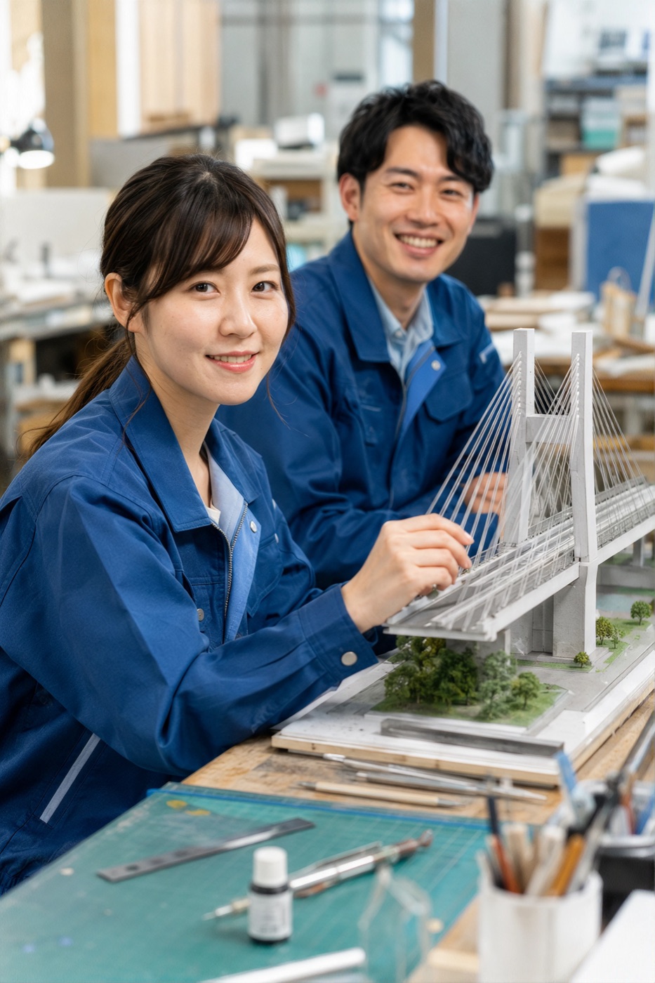 実験模型を製作する技術者